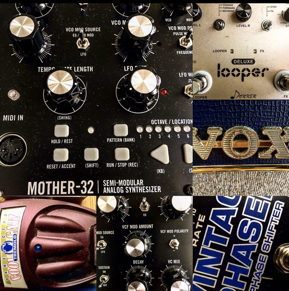A series of squares showing studio equipment